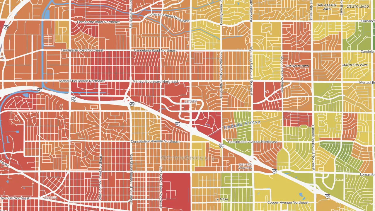 Uptown, Albuquerque, NM Map of Arson Rates