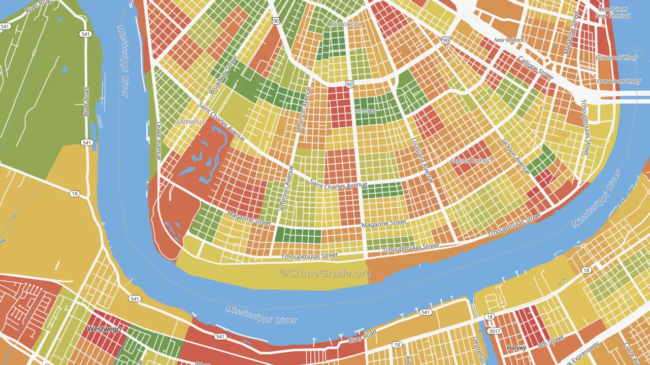 Uptown, New Orleans, LA Map of Arson Rates