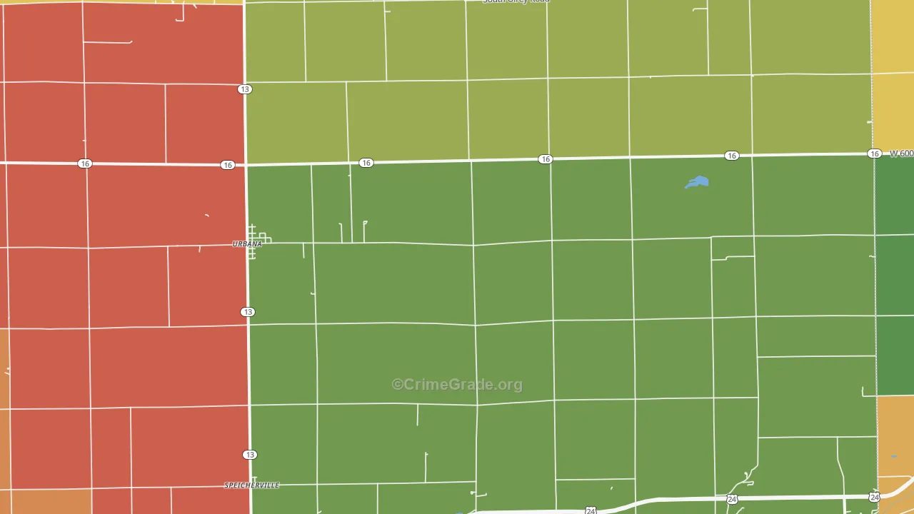 Urbana, IN Map of Arson Rates