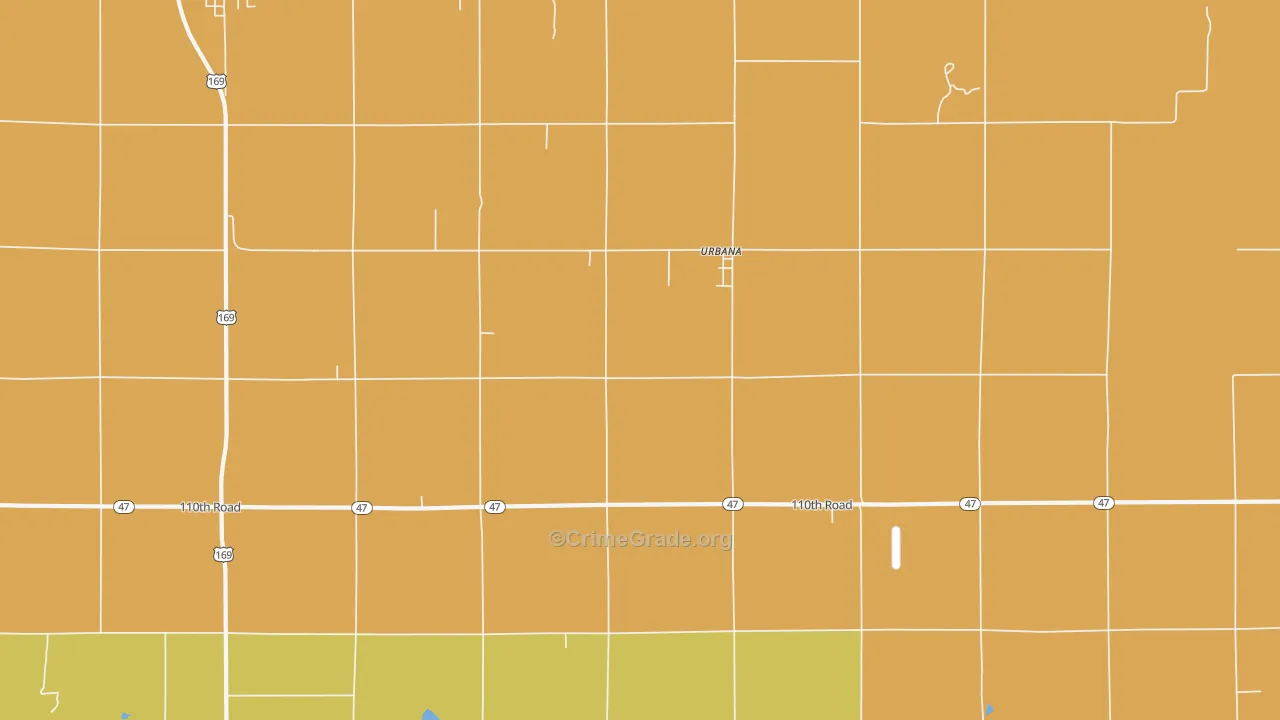 Urbana, KS Map of Arson Rates