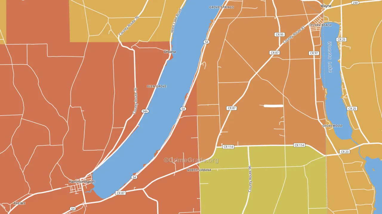 Urbana, NY Map of Arson Rates