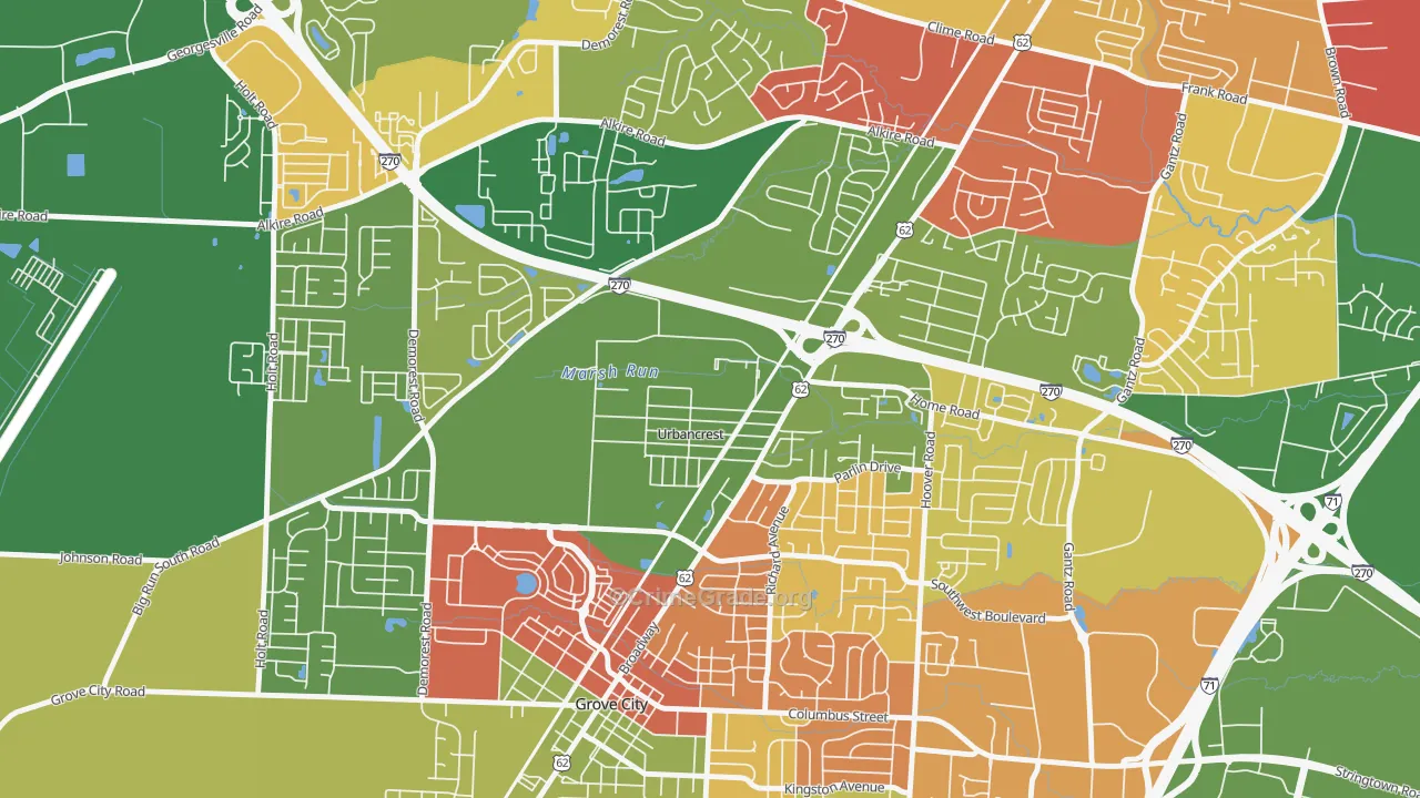 Urbancrest, OH Map of Arson Rates