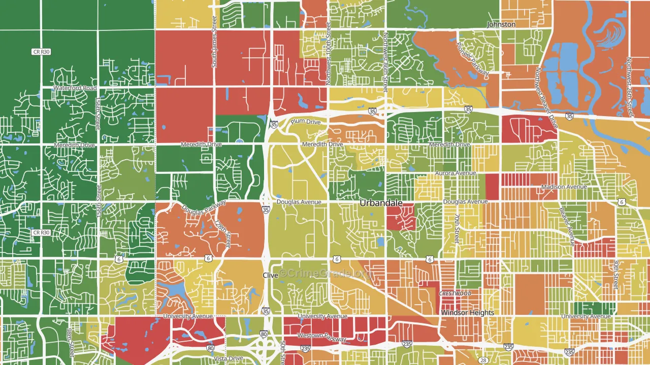 Urbandale, IA Map of Arson Rates