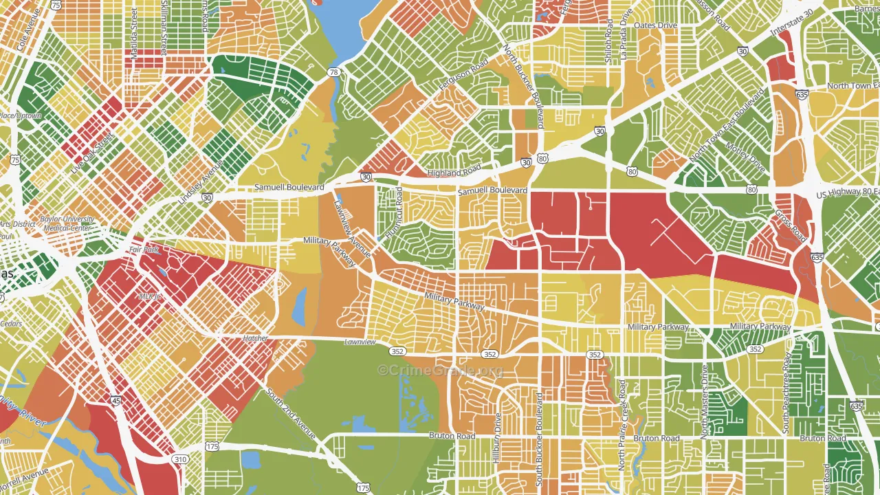 Urbandale-Parkdale, Dallas, TX Map of Arson Rates