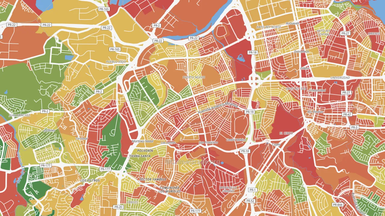Urbanizacion Caparra Terrace, San Juan, PR Map of Arson Rates