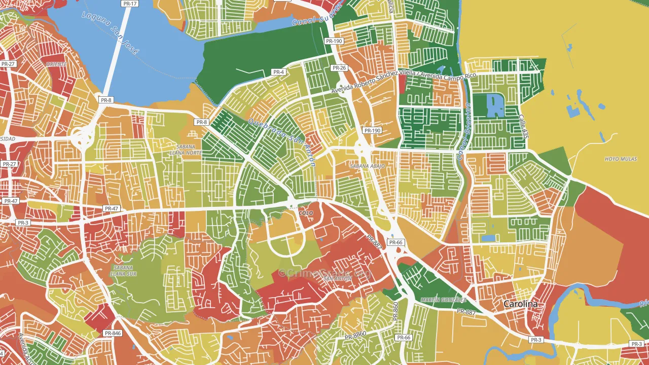 Urbanizacion El Comandante, Carolina, PR Map of Arson Rates