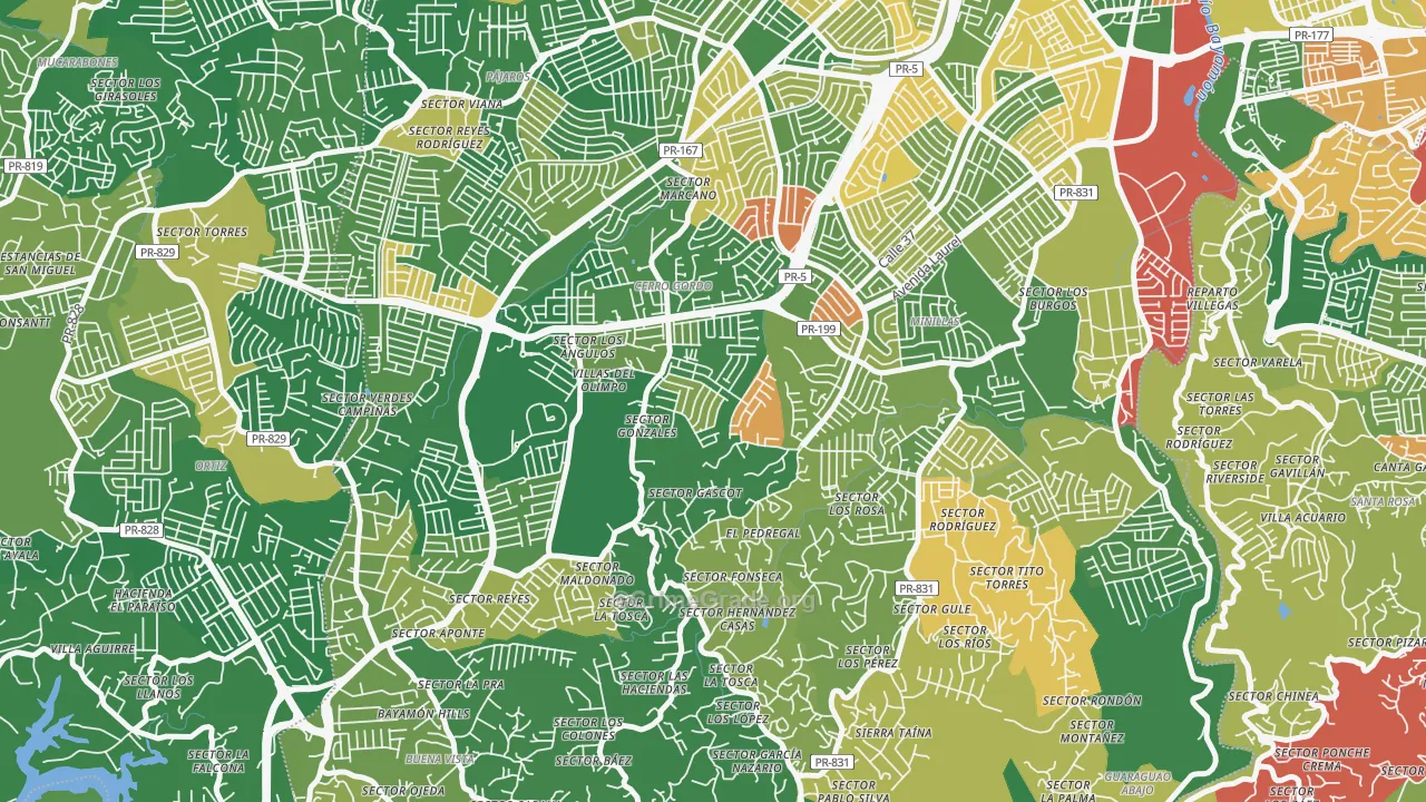 Urbanizacion El Cortijo, Bayamon, PR Map of Arson Rates