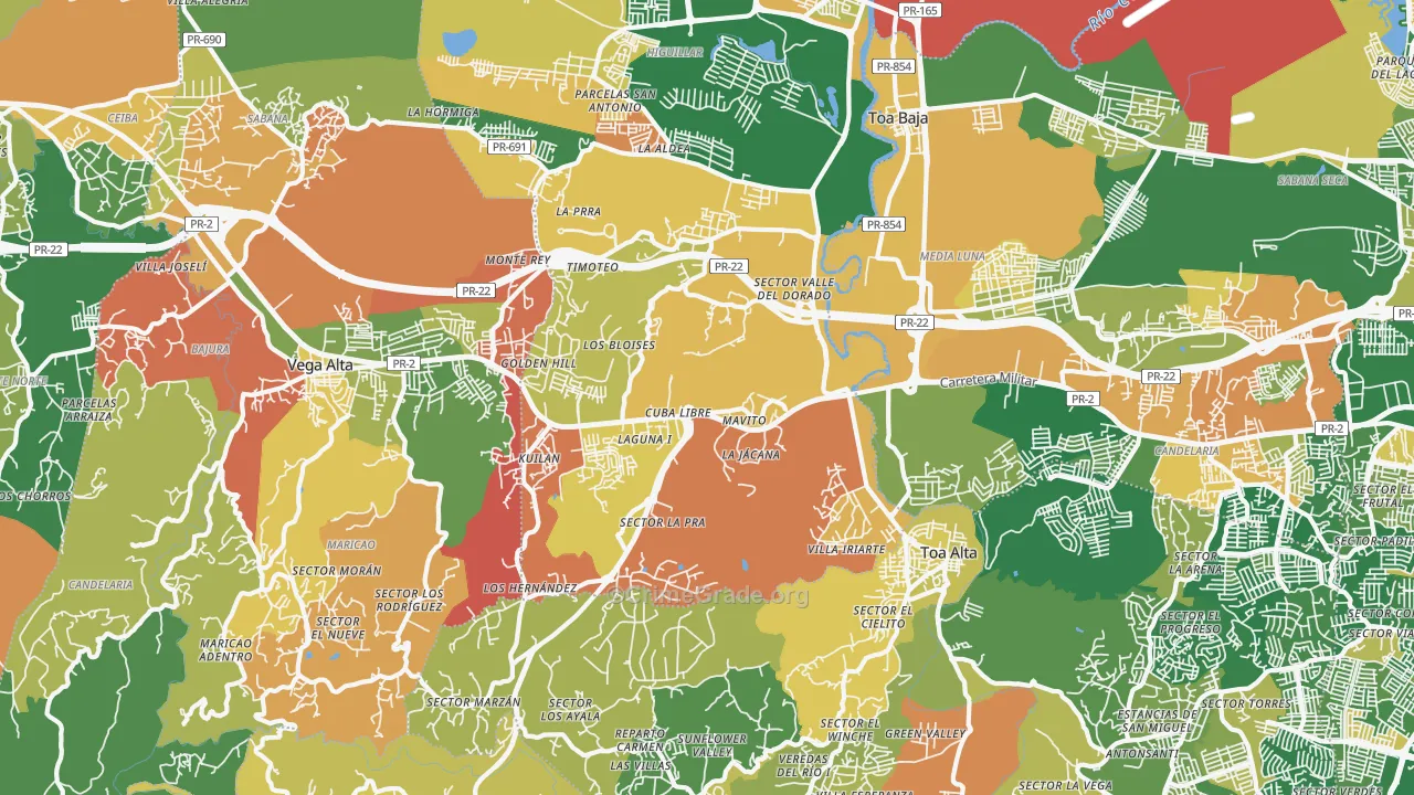 Urbanizacion Las Colinas, Dorado, PR Map of Arson Rates