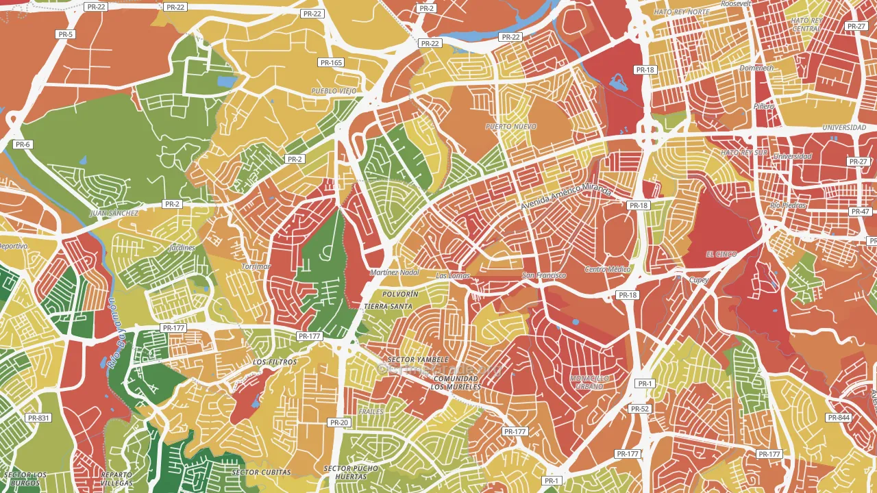Urbanizacion Las Lomas, San Juan, PR Map of Arson Rates