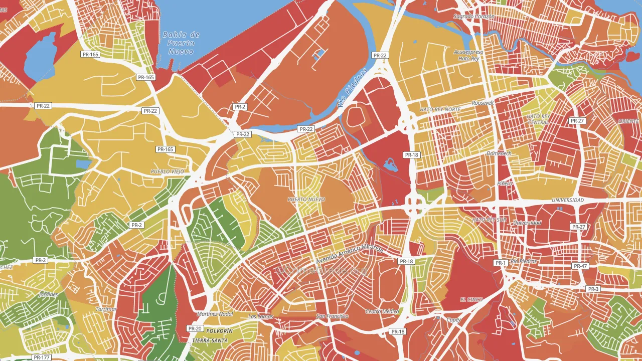 Urbanizacion Puerto Nuevo, San Juan, PR Map of Arson Rates