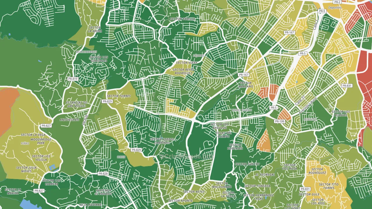 Urbanizacion Rexville, Bayamon, PR Map of Arson Rates