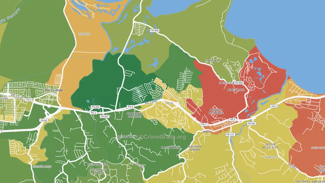 Urbanizacion Rio Grande Estates, Rio Grande, PR Map of Arson Rates