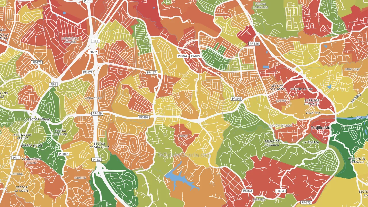 Urbanizacion Rivieras de Cupey, San Juan, PR Map of Arson Rates