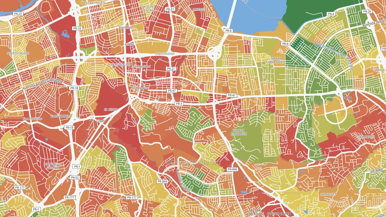 Urbanizacion San Agustin, San Juan, PR Map of Arson Rates