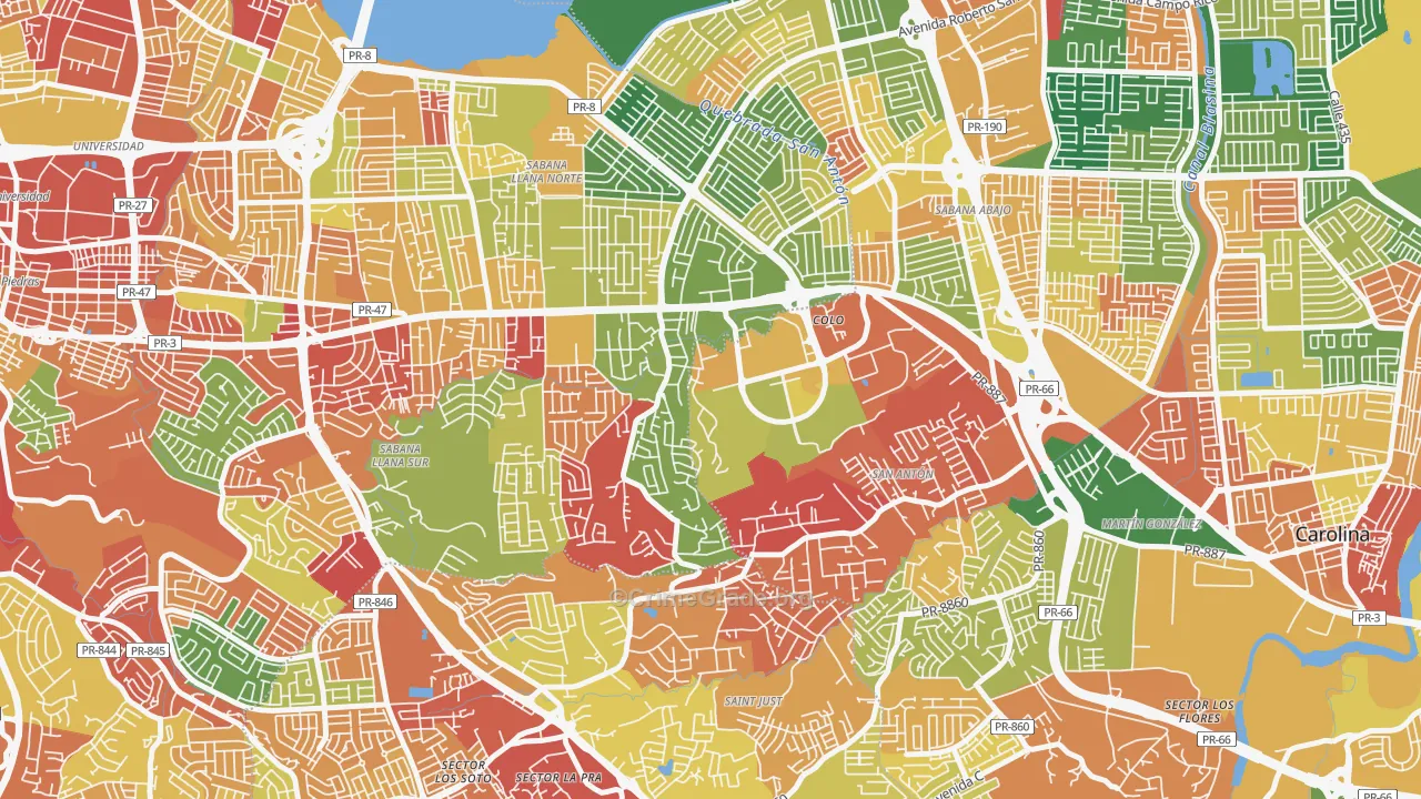 Urbanizacion San Martin, San Juan, PR Map of Arson Rates