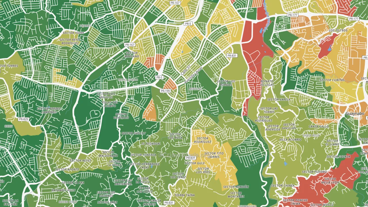 Urbanizacion Santa Juanita, Bayamon, PR Map of Arson Rates