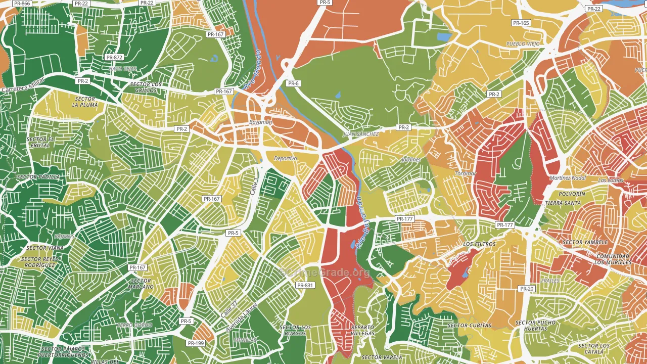 Urbanizacion Santa Rosa, Bayamon, PR Map of Arson Rates