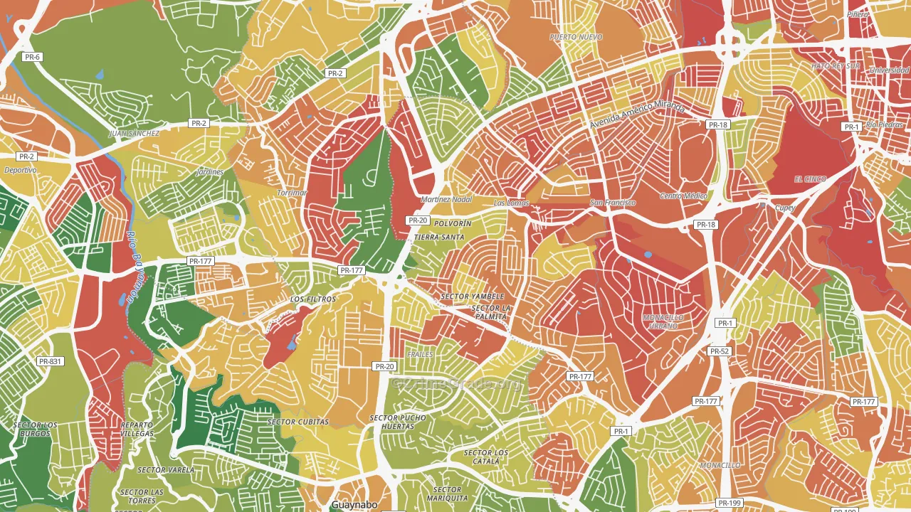 Urbanizacion Santiago Iglesias, San Juan, PR Map of Arson Rates