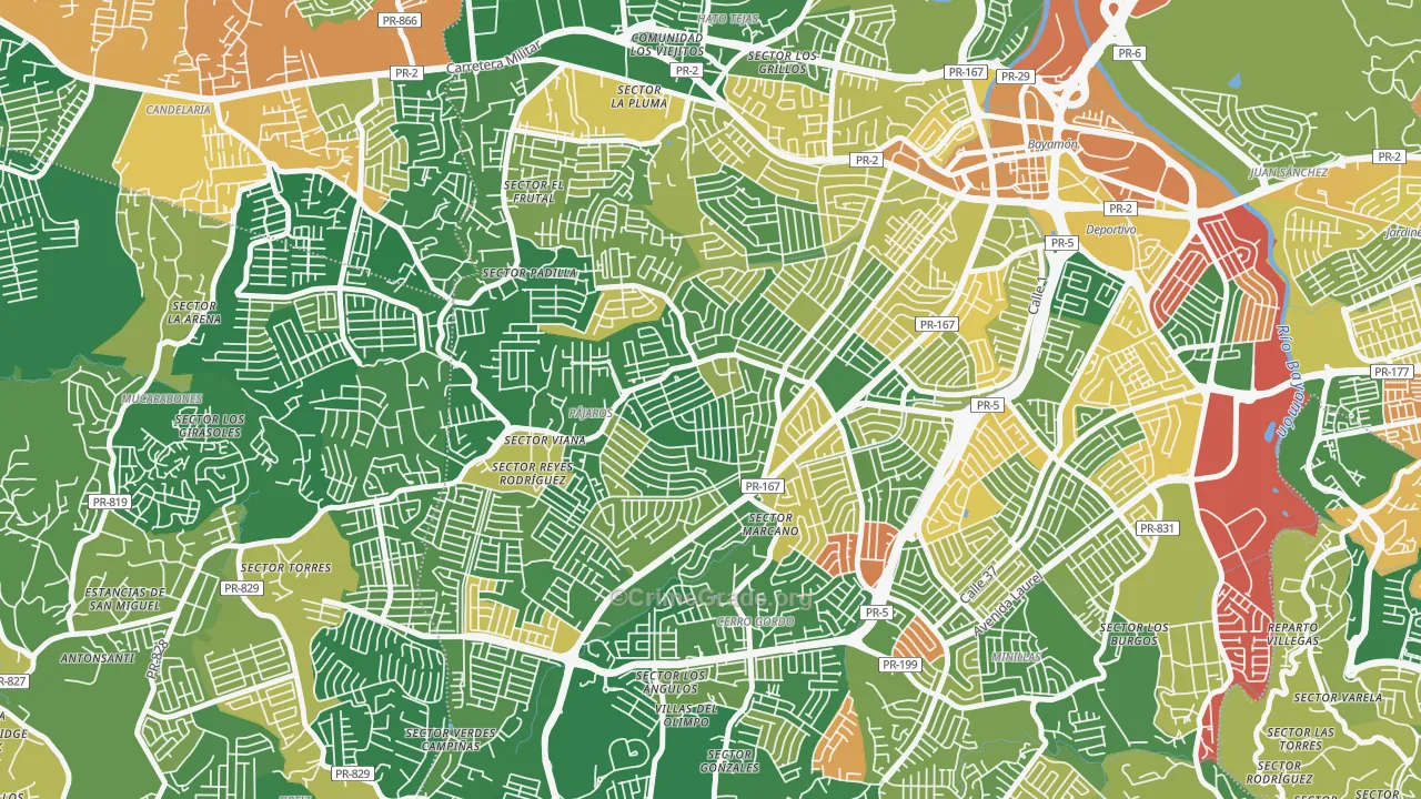 Urbanizacion Sierra Linda, Bayamon, PR Map of Arson Rates