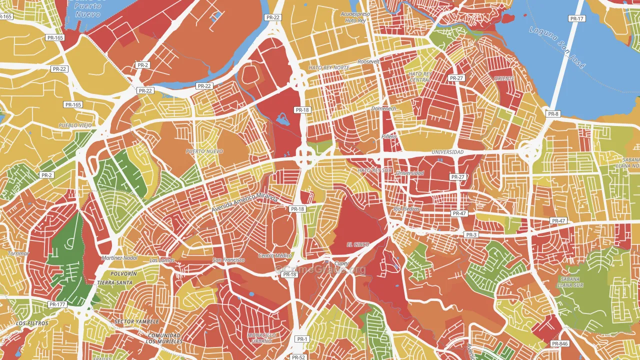 Urbanizacion University Gdns, San Juan, PR Map of Arson Rates