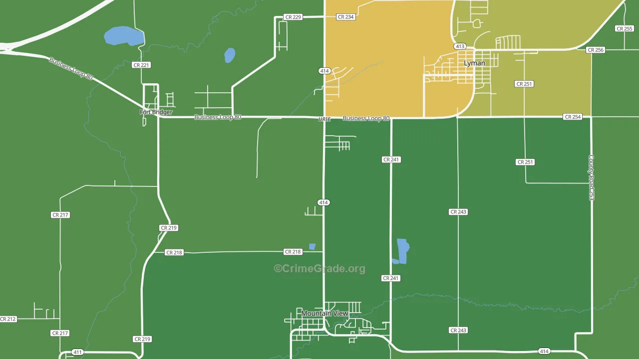 Urie, WY Map of Arson Rates