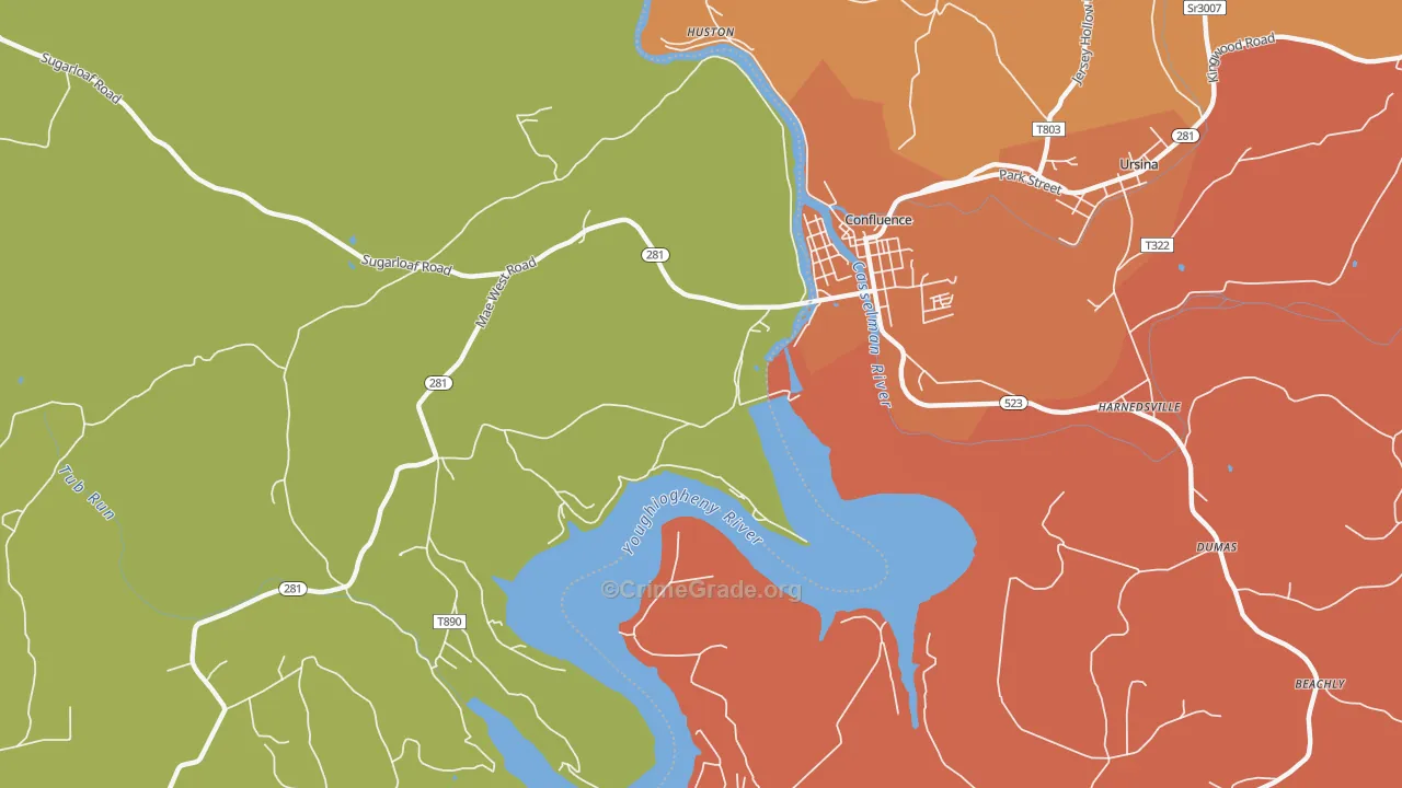 Ursina Junction, PA Map of Arson Rates
