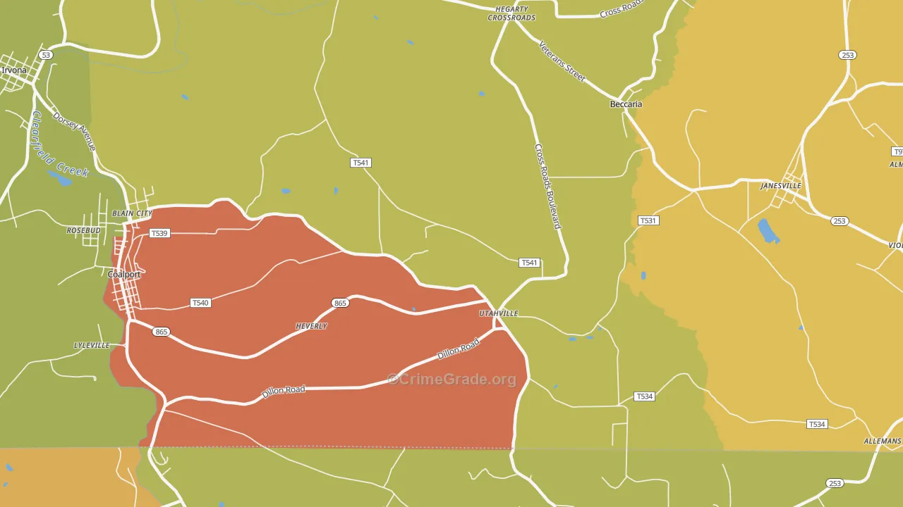 Utahville, PA Map of Arson Rates