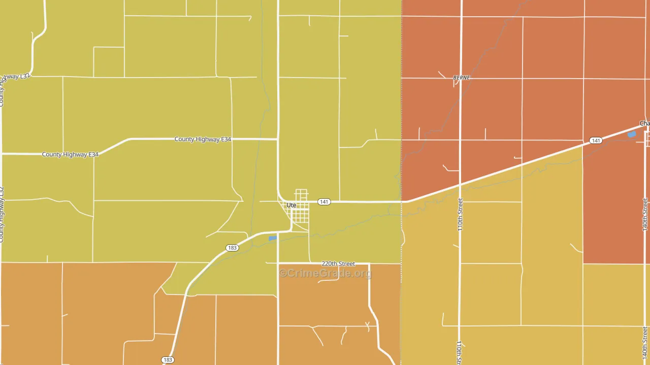 Ute, IA Map of Arson Rates