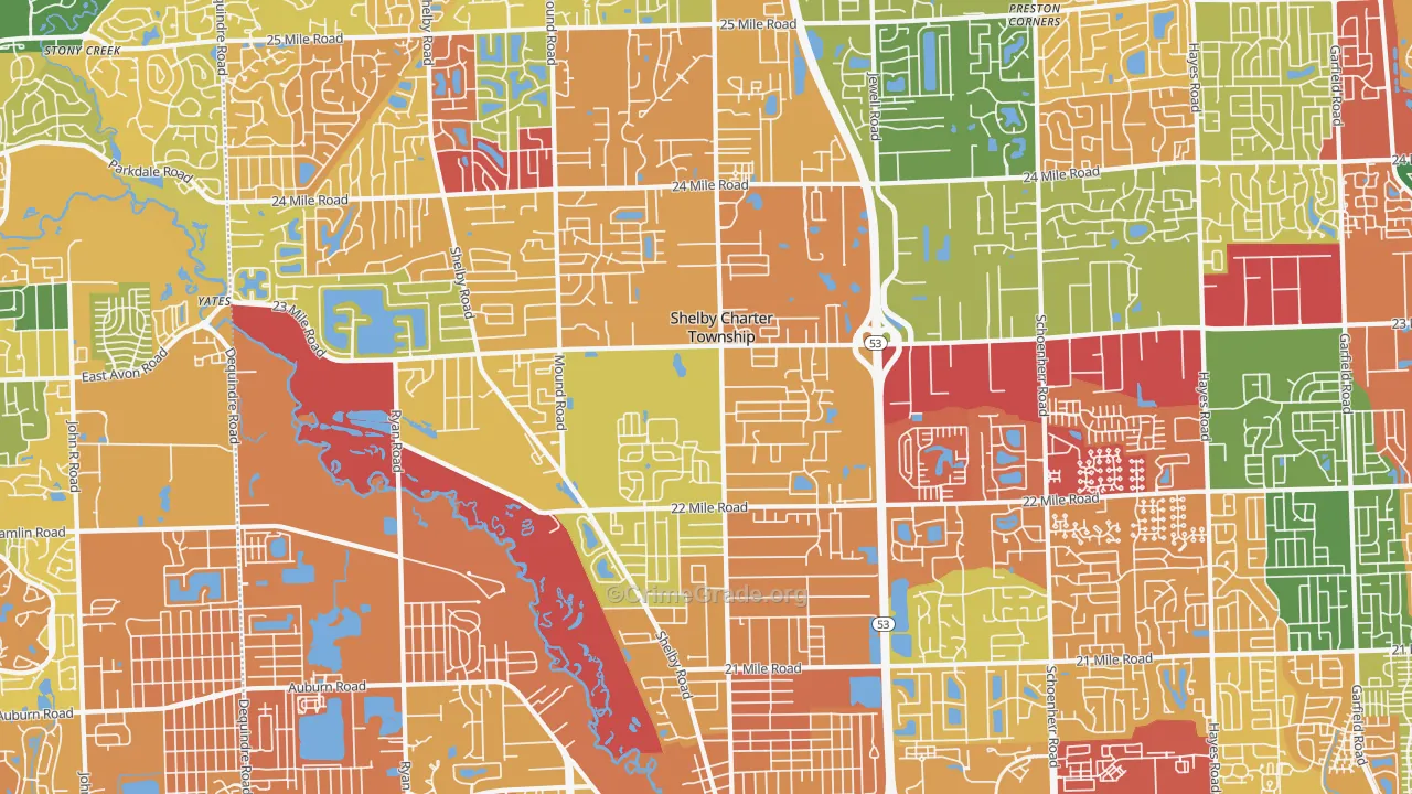Utica, MI Map of Arson Rates