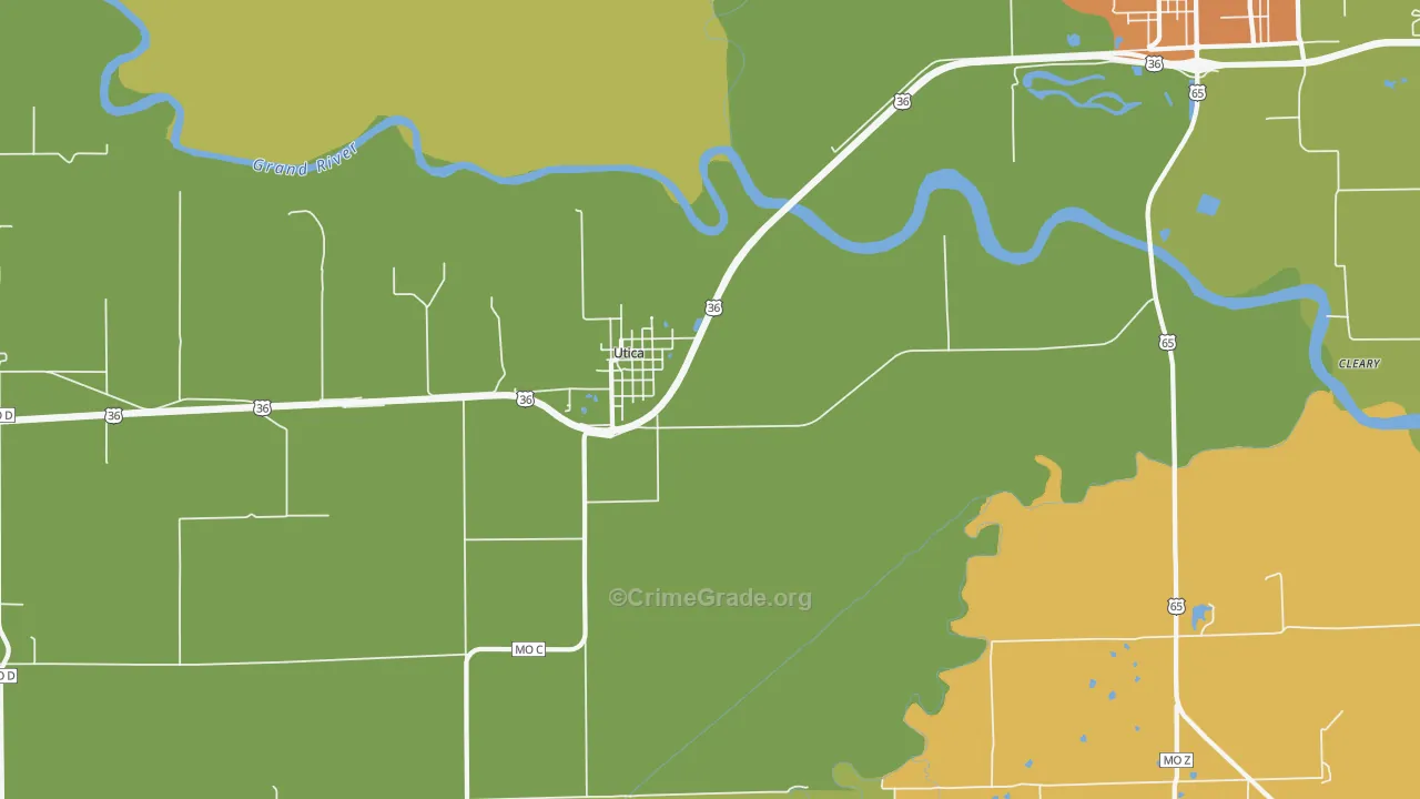 Utica, MO Map of Arson Rates
