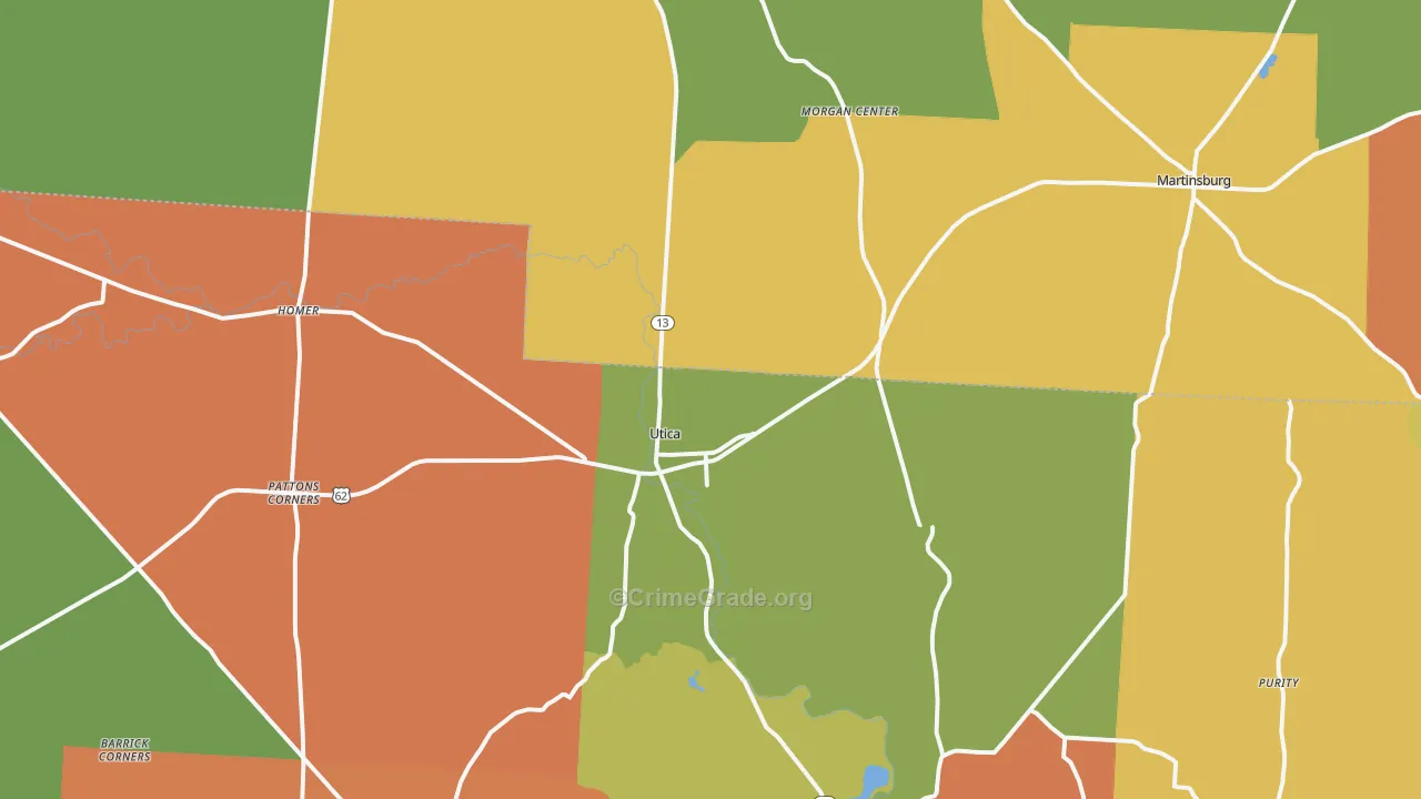 Utica, OH Map of Arson Rates