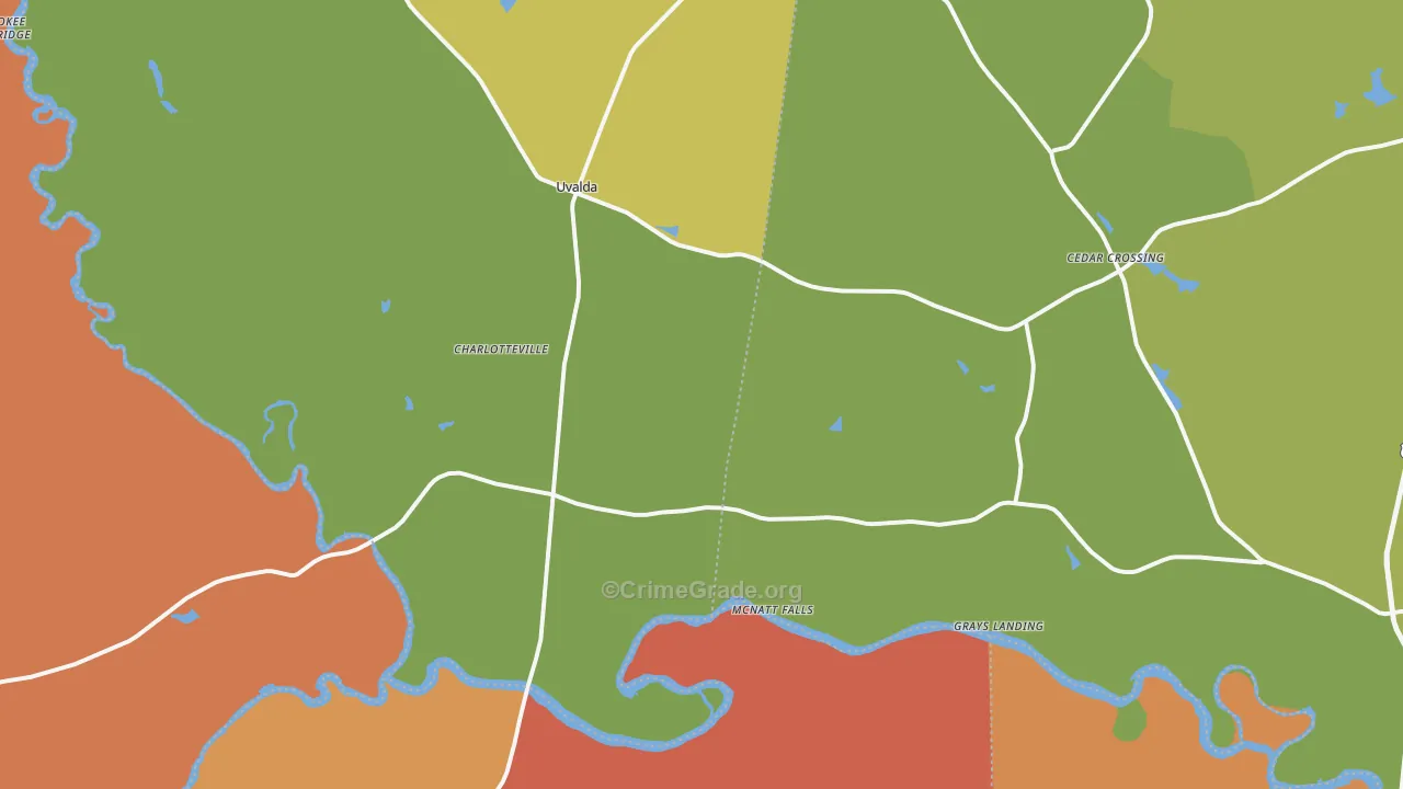 Uvalda, GA Map of Arson Rates
