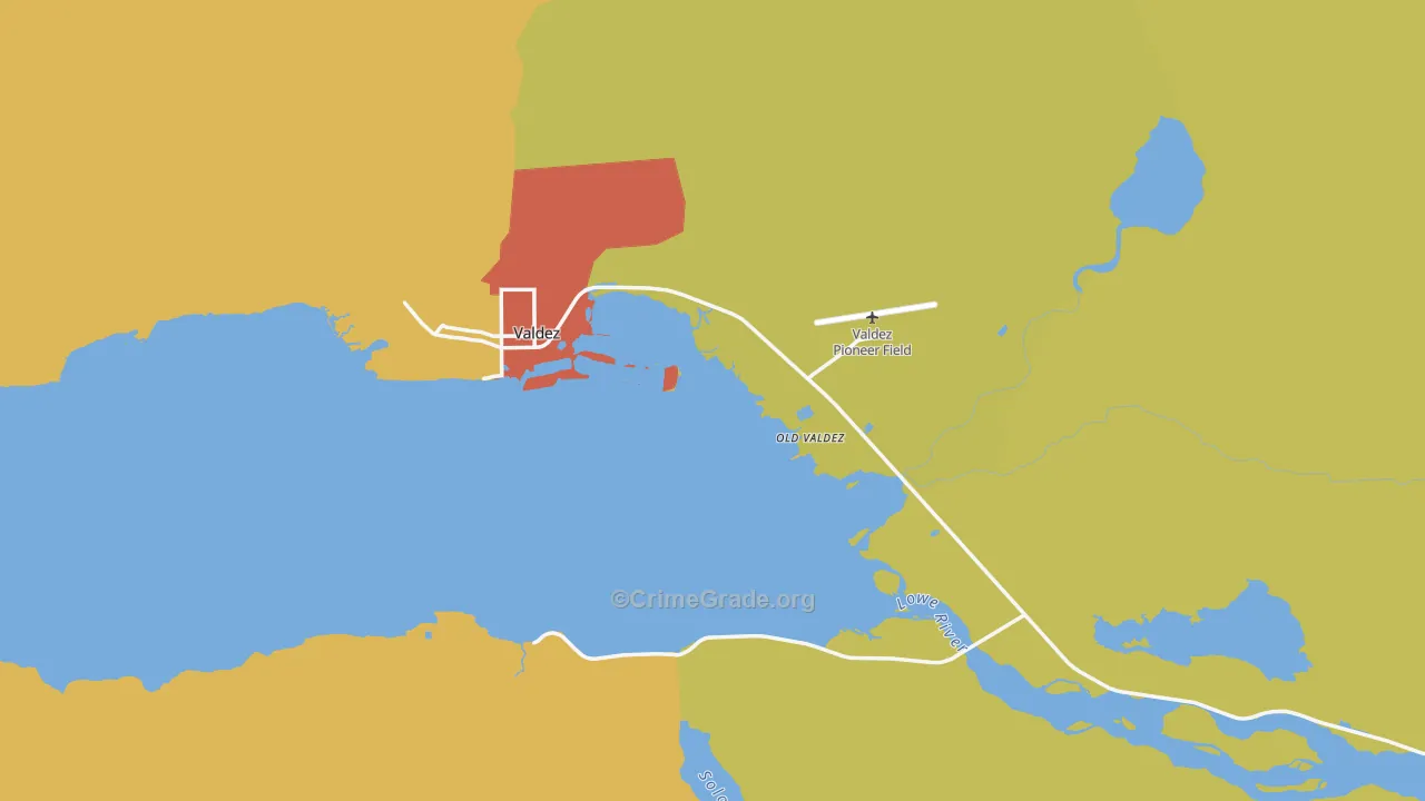 Valdez, AK Map of Arson Rates