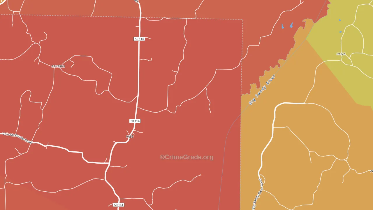 Vale, TN Map of Arson Rates