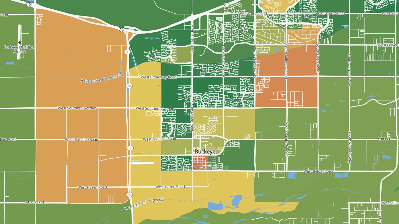 Valencia, Buckeye, AZ Map of Arson Rates