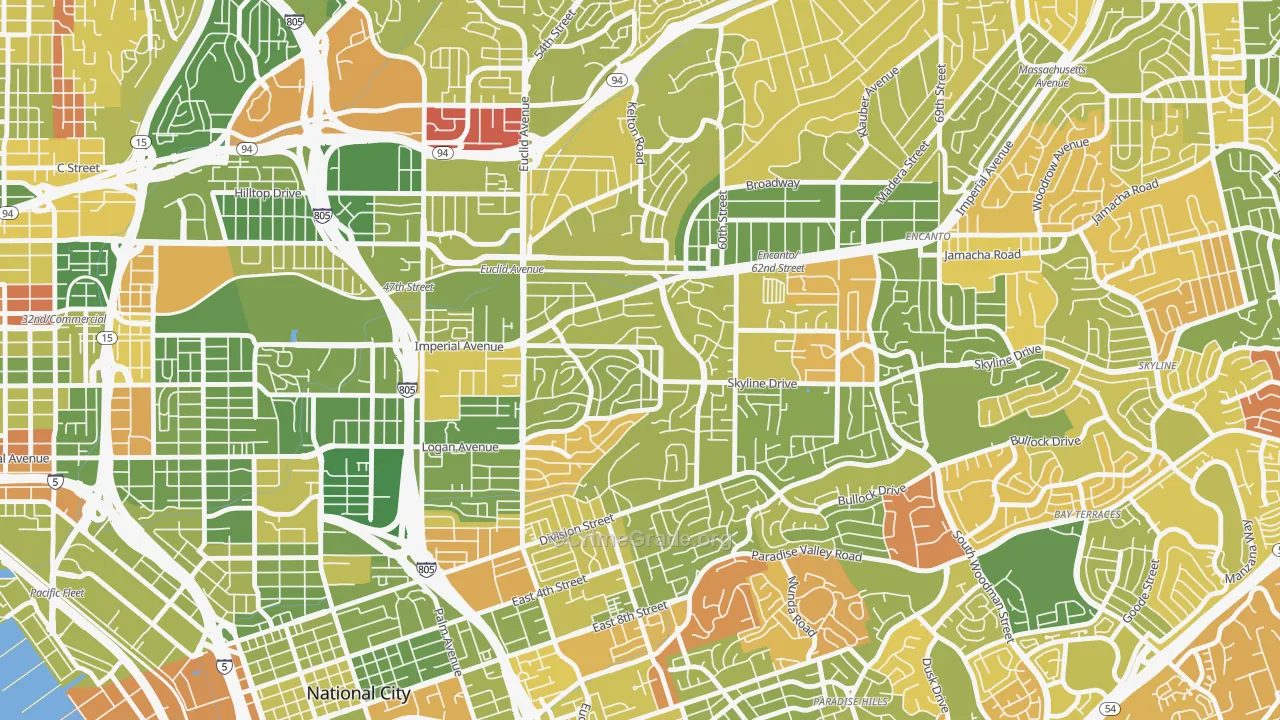 Valencia Park, San Diego, CA Map of Arson Rates