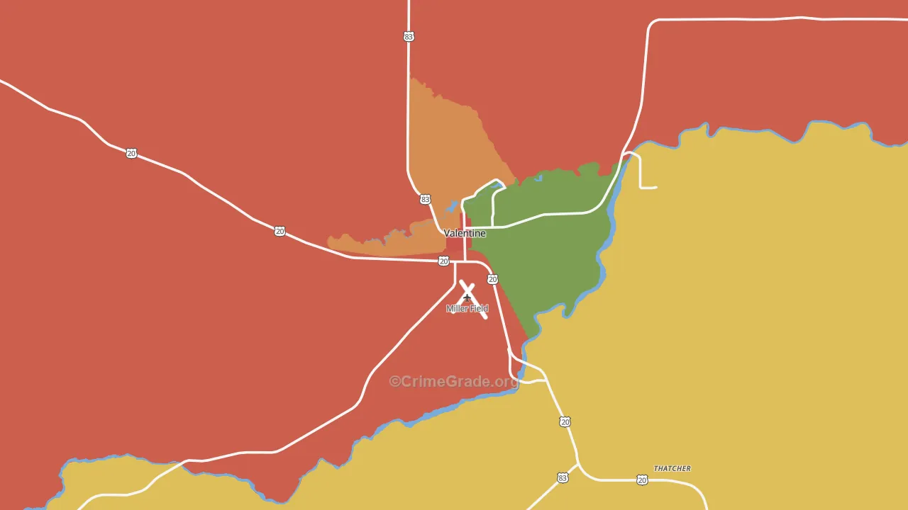 Valentine, NE Map of Arson Rates