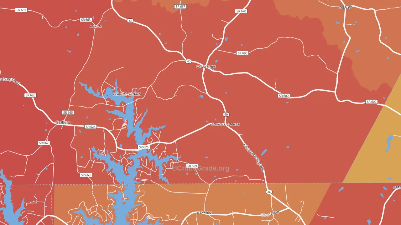 Valentines, VA Map of Arson Rates