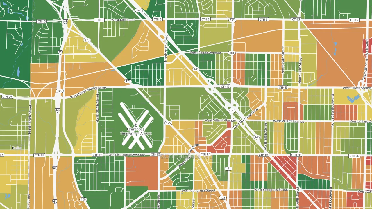 Valhalla, Milwaukee, WI Map of Arson Rates