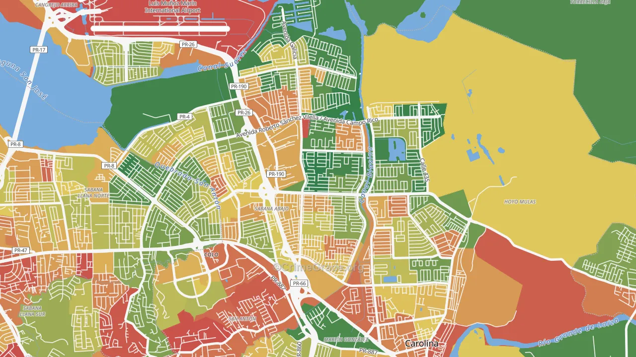 Valle Arriba Hts, Carolina, PR Map of Arson Rates