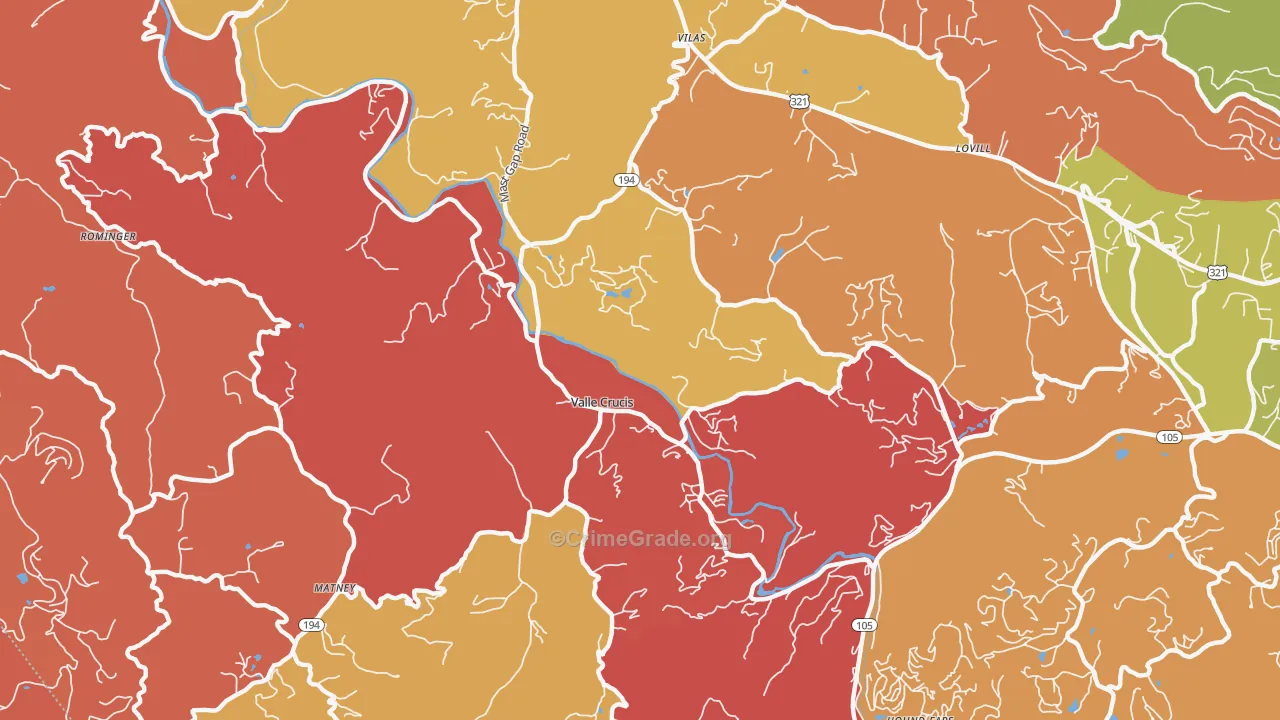 Valle Crucis, NC Map of Arson Rates