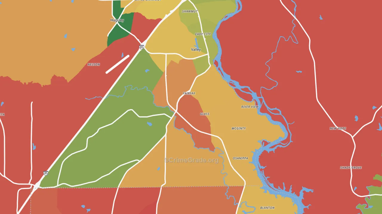 Valley, AL Map of Arson Rates