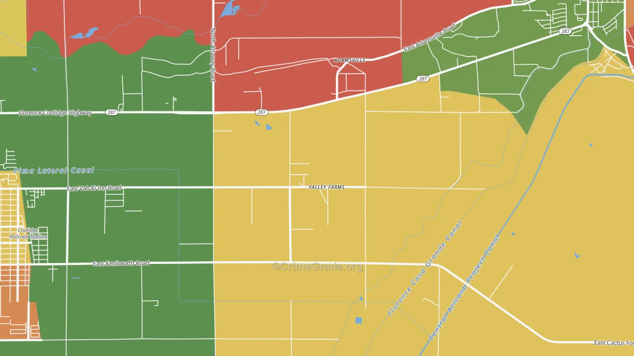 Valley Farms, AZ Map of Arson Rates