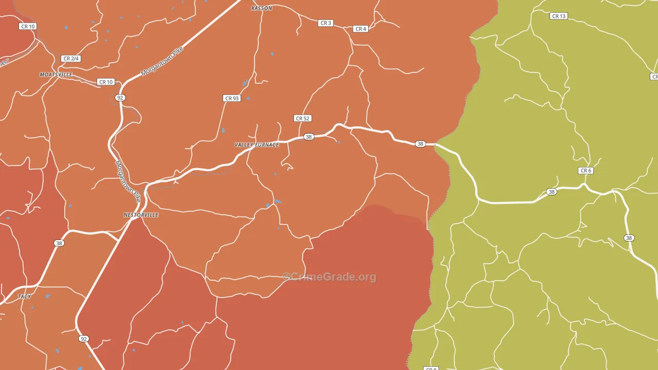 Valley Furnace, WV Map of Arson Rates