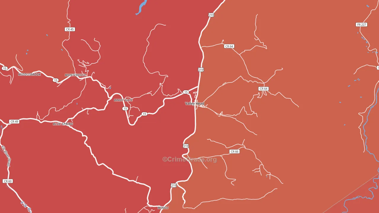 Valley Head, WV Map of Arson Rates