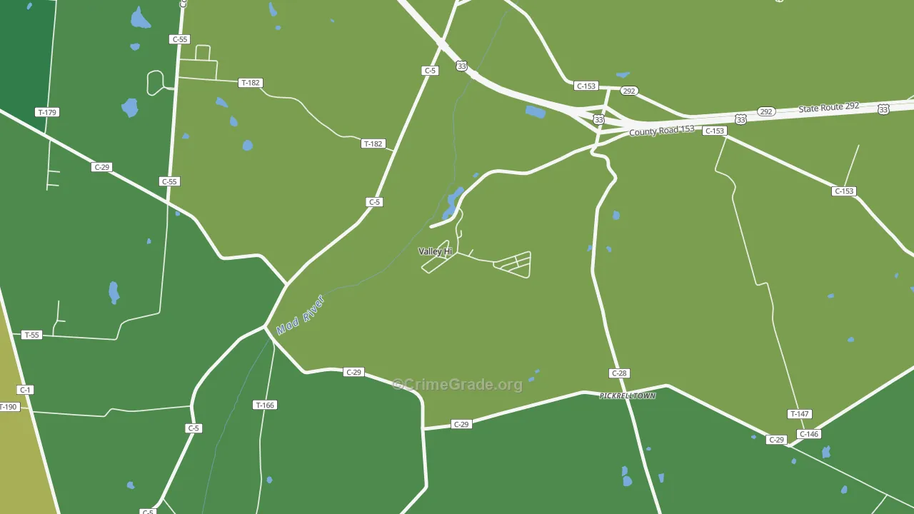 Valley-Hi, OH Map of Arson Rates