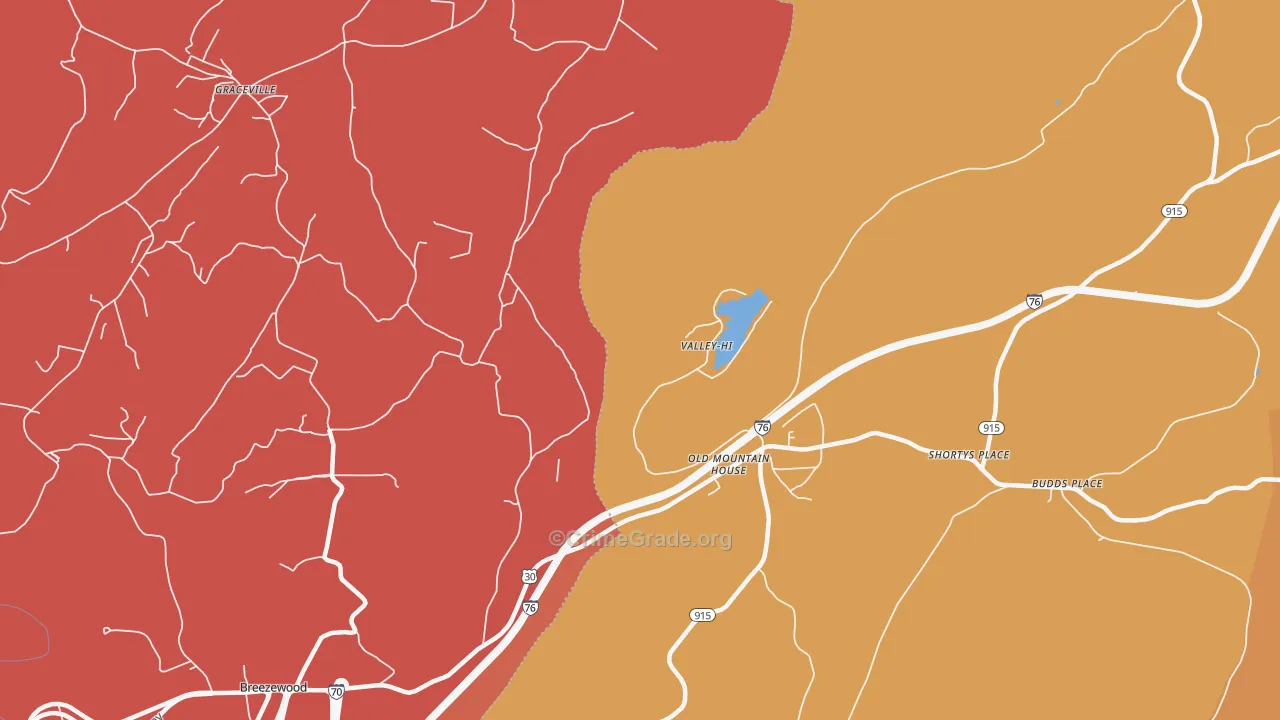 Valley-Hi, PA Map of Arson Rates