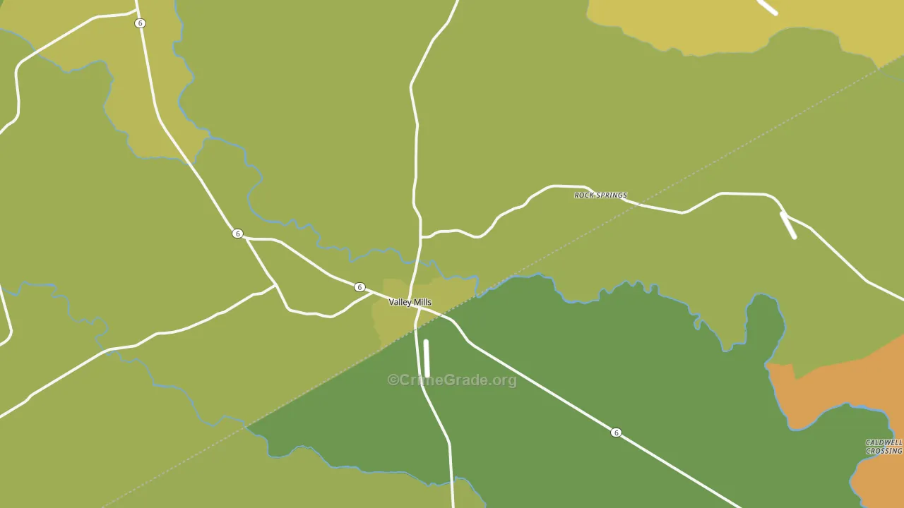 Valley Mills, TX Map of Arson Rates