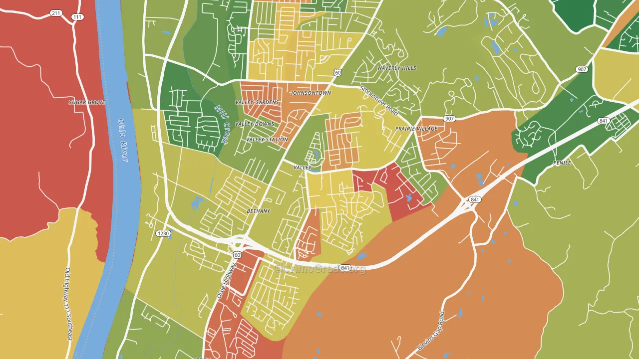 Valley Station, Louisville, KY Map of Arson Rates