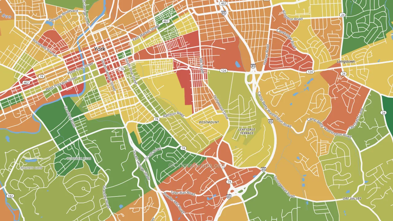 Valley View, York, PA Map of Arson Rates